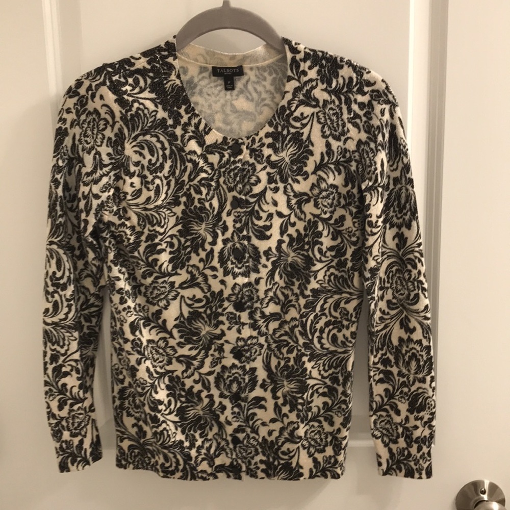 Black and cream print cardigan